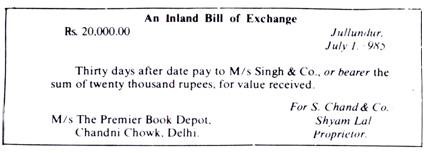 An Inland Bill of Exchange