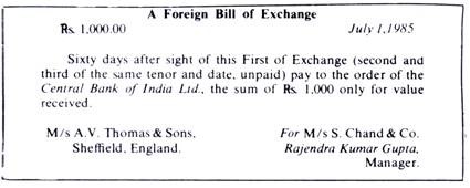A Foreign Bill of Exchange 