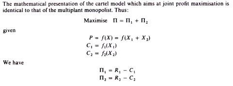 Mathematical Presentation of Cartel Model - Part 1