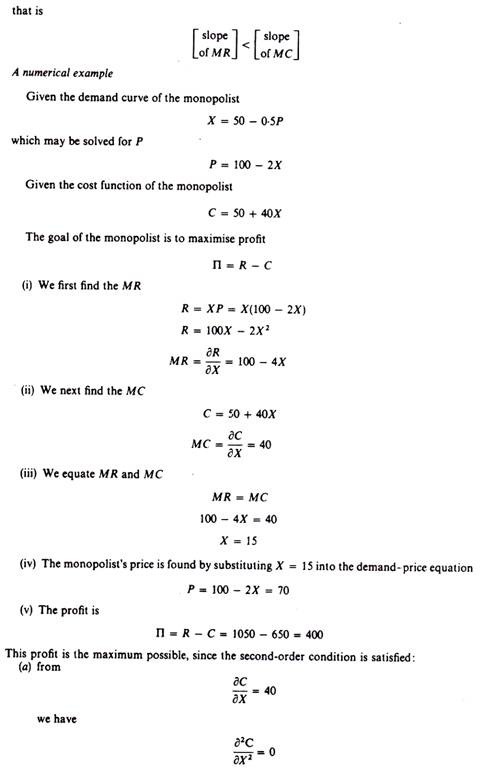 Derivation of equilibrium of the monopolist- Part 2