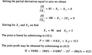 Partial Derivatives of Cartel Model