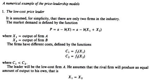 Numerical Example of Price-Leadership Model- Part 1