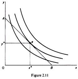 Graphical presentation of the equilibrium of the consumer