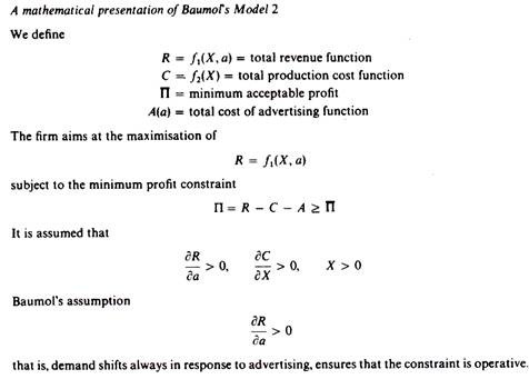 Mathematical Presentation of Baumol's Model 2 
