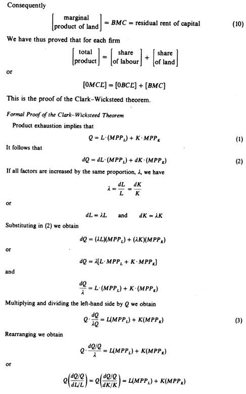 Mathematical Proof of Clark-Wicksteed-Walras 'Product Exhaustion' Theorem- Part 2