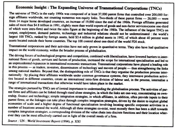 Economic Insight: The Expanding Universe of Transnaional Corporations (TNCs)