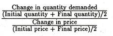 Arc price elasticity of demand