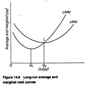 Long-run average and marginal cost curves