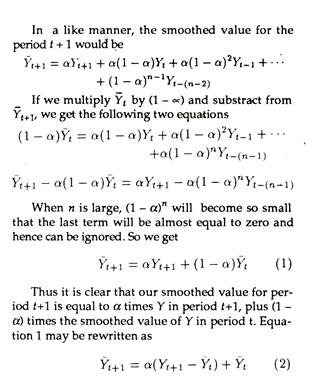 Exponentially smoothed value