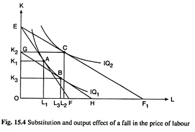 Substitution and Output Effect of a Fall in the Price of Labour
