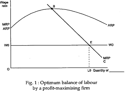 Optimum balance of labour by a Profit-maximising firm