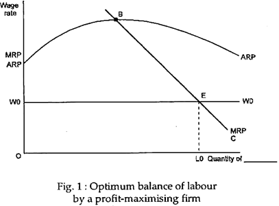 Optimum balance of labour by a Profit-maximising firm
