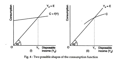 Two possible shapes of the consumption function