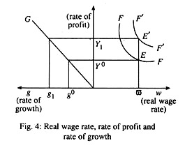 Real wage rate, rate of profit and rate of growth